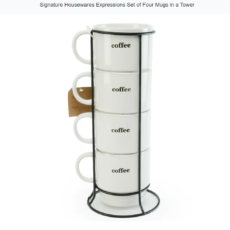 Signature Housewares Expressions Set of Four Coffee Mugs in a Tower 14 oz