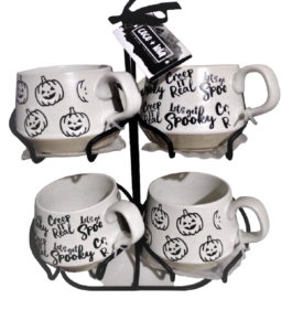 Coco + Lola NEW Halloween Set of 4 Pumpkin Coffee Mugs