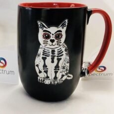 Spectrum Halloween Skeletons Sugar Cate 16 oz Black White mug