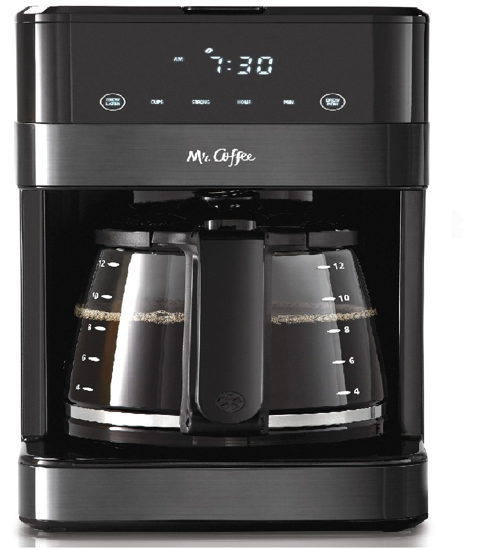 Mr Coffee 12-Cup Red Programmable Coffee Maker with Brushed Stainless Accents