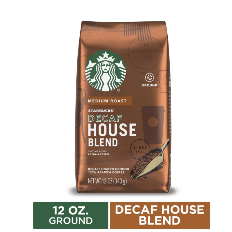 Starbucks Decaf Ground Coffee — House Blend — 100% Arabica — 1 bag (12 oz.)