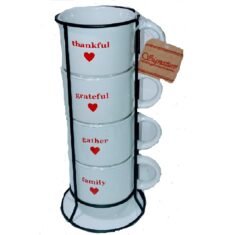 Signature Housewares 4 pc Coffee Mug Set with Stand