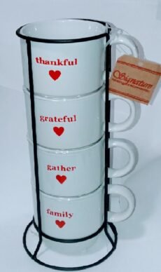 Signature Housewares 4 pc Coffee Mug Set with Stand