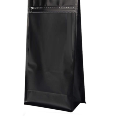 BCR (50pcs, 16oz) Black aluminum foil flat bottom coffee bag, with reusable side