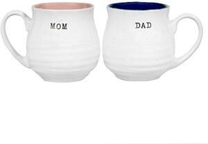 Sheffield Home Set of Coffee Mugs- Mom and Dad 2 Pack Stoneware Mugs 19 oz