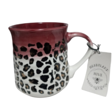 Heartland Hive Maroon & Metallic Gold Cheetah Print Coffee Mug 15oz