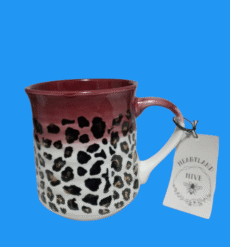 Heartland Hive Maroon & Metallic Gold Cheetah Print Coffee Mug 15oz - Image 4