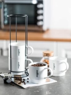 Signature Housewares Expressions Set of Four Mugs in a Tower, white 14oz - Image 3