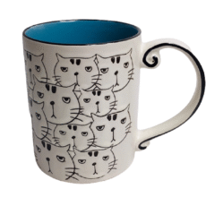 Spectrum Designs Black Multi-Cat Faces Blue Interior Coffee Mug by  16oz