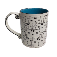 Spectrum Designs Black Multi-Cat Faces Blue Interior Coffee Mug by  16oz - Image 3