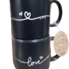 Potters Corner Set of 2 Love Heart Ceramic Coffee Mug Tea Cup Valentines Day Gift 14 OZ
