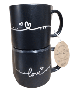 Potters Corner Set of 2 Love Heart Ceramic Coffee Mug Tea Cup Valentines Day Gift 14 OZ