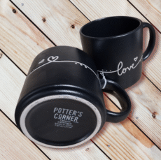 Potters Corner Set of 2 Love Heart Ceramic Coffee Mug Tea Cup Valentines Day Gift 14 OZ