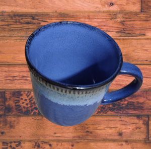 Over and Back Blue Drip Pottery Coffee Mugs 14 oz