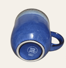 Over and Back Blue Drip Pottery Coffee Mugs 14 oz