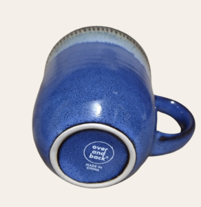 Over and Back Blue Drip Pottery Coffee Mugs 14 oz