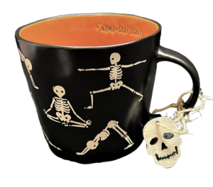 Prima Design Skeleton Yoga Mug NAMA STAY SCARY Halloween Coffee Mug
