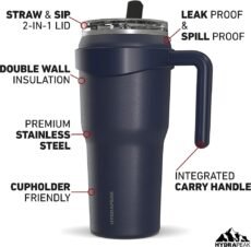 Roadster 40oz Insulated Tumblers With 2in1 Straw And Sip Lid With Handle Leak Pr
