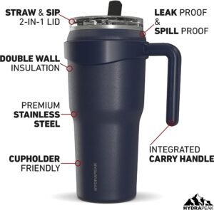 Roadster 40oz Insulated Tumblers With 2in1 Straw And Sip Lid With Handle Leak Pr