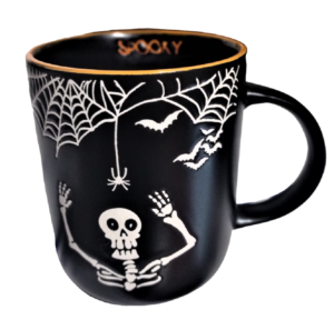 Eli & Ana Spooky Dancing Skeleton Spider Web Embossed Halloween Coffee Mug
