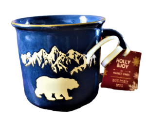 Market Finds Holly and Joy Snow Mountain Bear Navy Coffee Mug