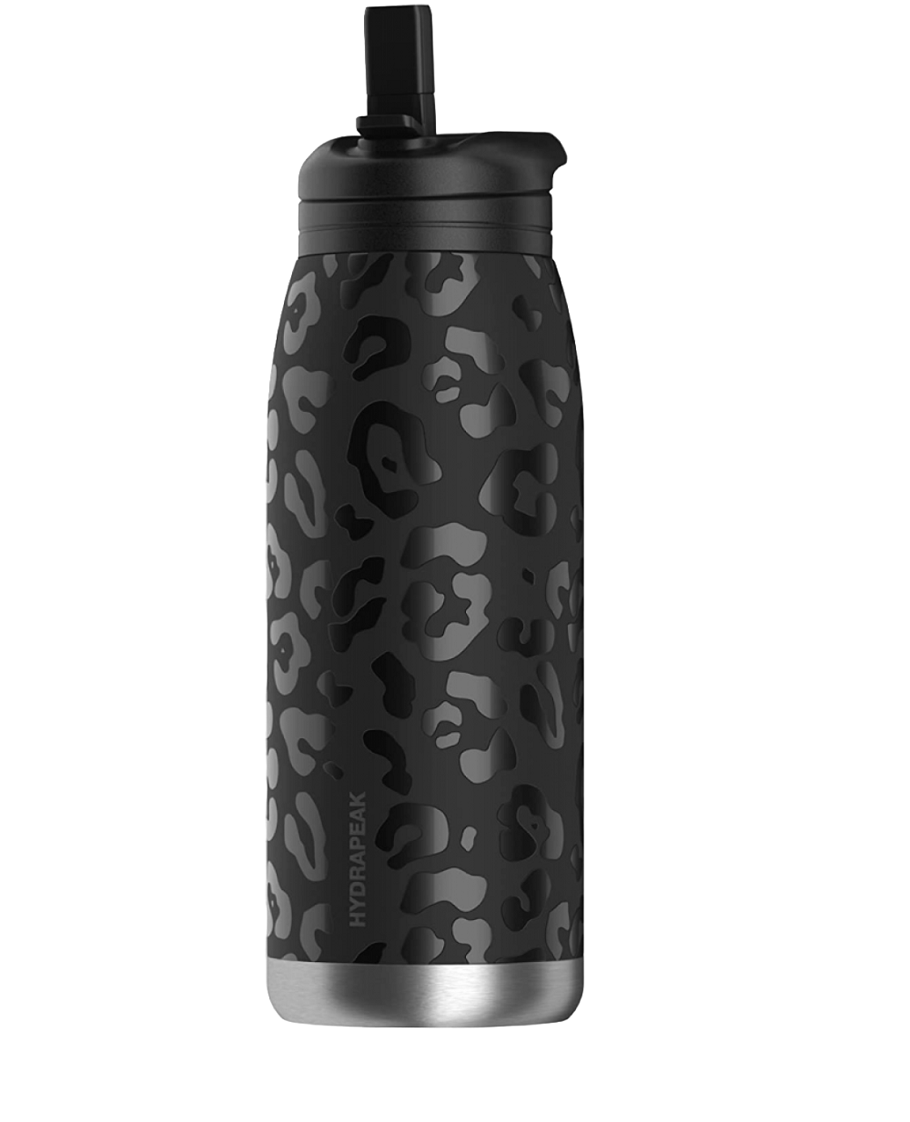 HYDRAPEAK Active 40oz Black Leopard Bottle with 3 Lids