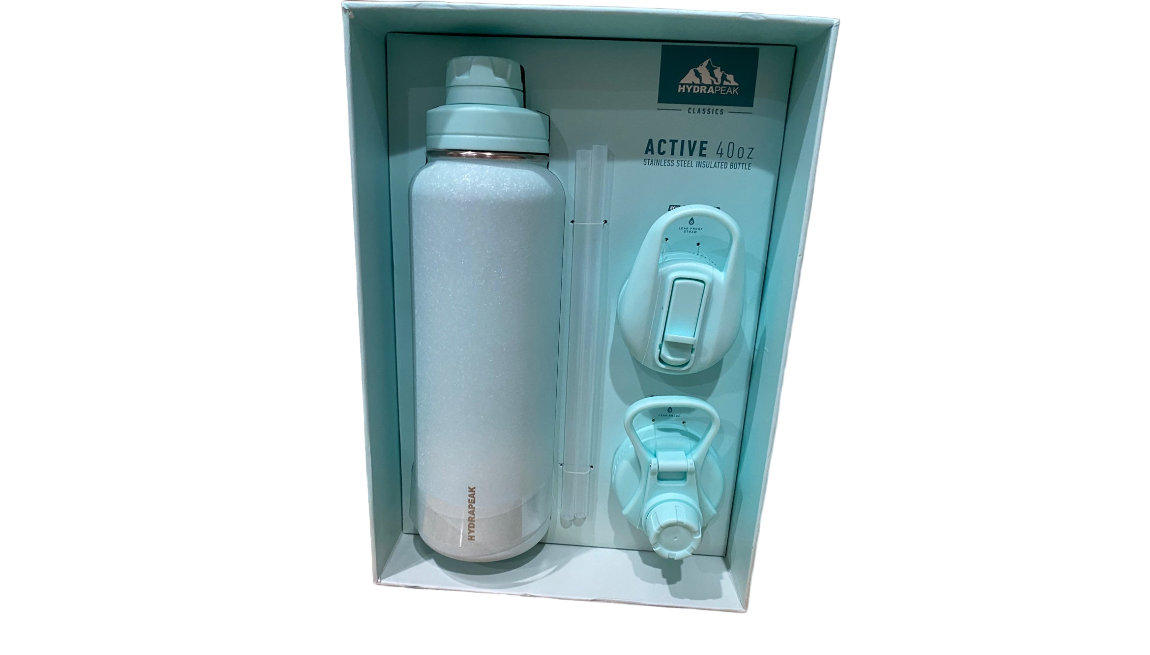 Hydrapeak Active 40 oz, Crackled Iced Alpine Bottle with 3 Lids