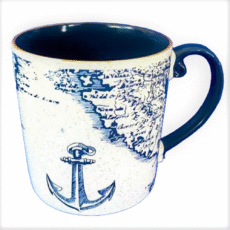 Nautical Ocean MAP ANCHOR Coffee Mug by Spectrum Designs 21 oz